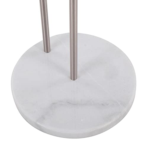 Lumisource Modern Home Decorative Furniture Claire Contemporary/Glam Side Table In White Marble And Brushed Nickel With Clear Glass Top #TOP6