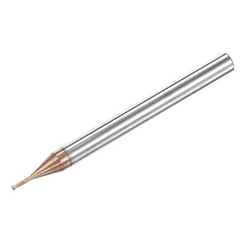 Image of uxcell Square Nose End Mill, 0.9mm Solid Carbide AlTiSin Coated Long Reach CNC Router Bits 2 Flutes Milling Cutter with Extended Neck, 4mm Cutting Length 4mm Shank