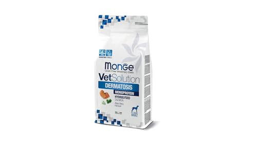 Monge Cane Vetsolution Dermatosis Canine Gusto Salmone | Alimento Secco Completo Dietetico Per Cani Con Problemi Di Dermatosi Ed Eccessiva Perdita Di Peli, Made In Italy, 1 Confezione Da 2Kg.