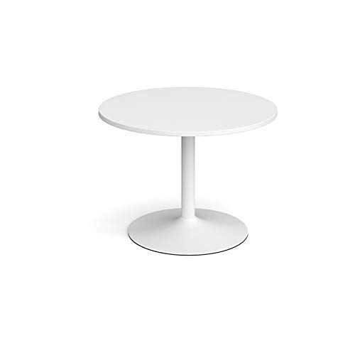 Mr Office Trumpet base circular boardroom table - white frame, White, 1000