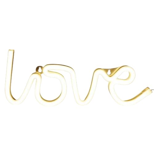 Image of Chronos Love Neon Sign Wall Hanging Light | USB & Battery Operated for Home, Bedroom, Living Room, Office, Bar, Restaurant, Nightclub, Party (Warm White)
