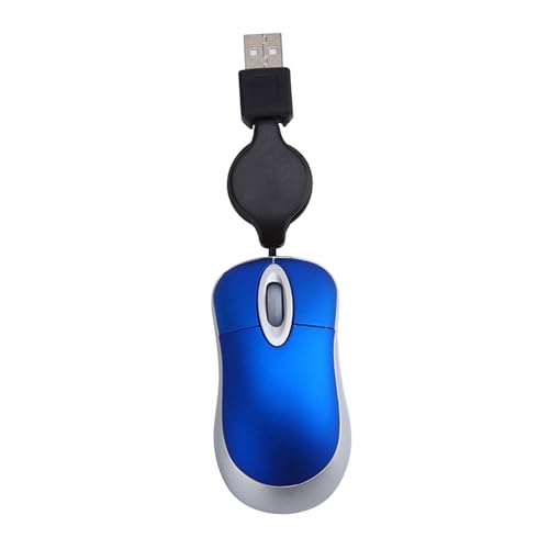Mini ratón USB Happyyami con cable de 1000 dpi en color azul para ordenador portátil