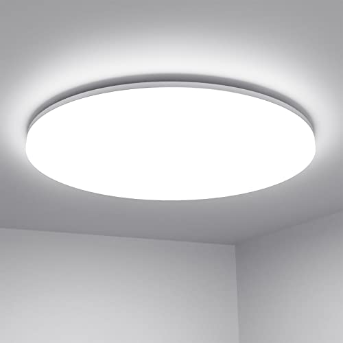 Lepro 11 inch 24 watt Flush Mount LED Ceiling Light 2400 Lumen 200 watt Equivalent, Waterproof, Daylight White 5000 Kelvin Bright Ceiling Fixture for Kitchen, Bathroom, Laundry, Hallway, Not-Dimmable by Lepro - Used condition - US$20.62
