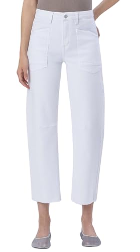VERVET Women's Super High Rise Raw Hem Barrel Jeans