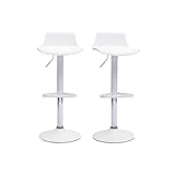 Miliboo Taburetes de bar modernos blancos ajustables 360° (lote de 2) Kronos