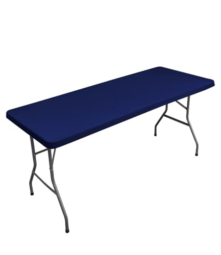Morbuy Nappe Rectangulaire 183 x 76 CM avec Bord Élastique, Bleu Marine Nappe de Table Anti Tache pour Extérieur, Idéale pour Table Pliable, Camping,...