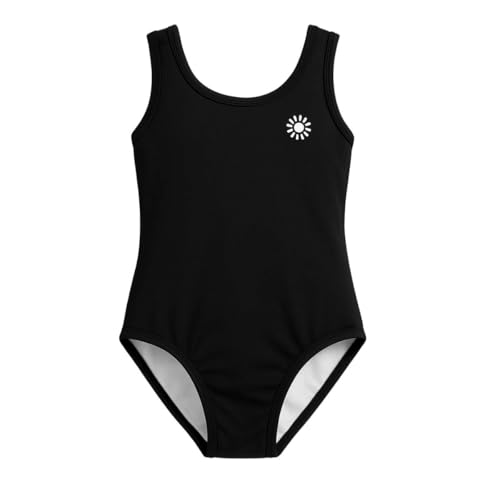 Maiô Natação Malha Uv Forrado Menina Praia Piscina Infantil (BR, Numérico, 3, Padrão, Preto 01)