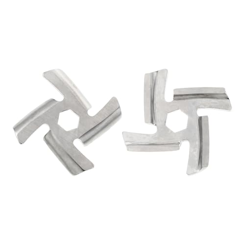 WATIIFUFU Cuchillas para Picadora de Carne de Acero Inoxidable Repuesto para Máquina de 55Mm de Diámetro 2 Piezas Centro de 9Mm Hexagonal Accesorio Práctico para Uso Doméstico
