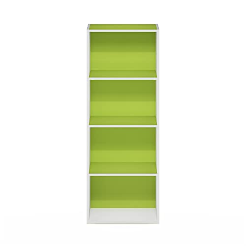 Image of Furinno Luder Bookcase / Book / Storage, 4-Tier, Green /White