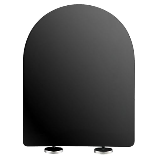 Soft Close Black Toilet Seat with Quick Release and Adjustable Hinges for Easy Cleaning Thick Plastic Loo Seat