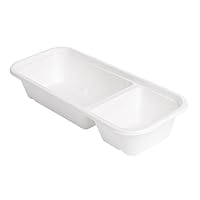 Garcia de Pou 50 Stück – Tabletts 2 Compart 'Bionic', 500 ml, 22,5 x 9,6 x 4,3 cm, Weiß, Bagasse