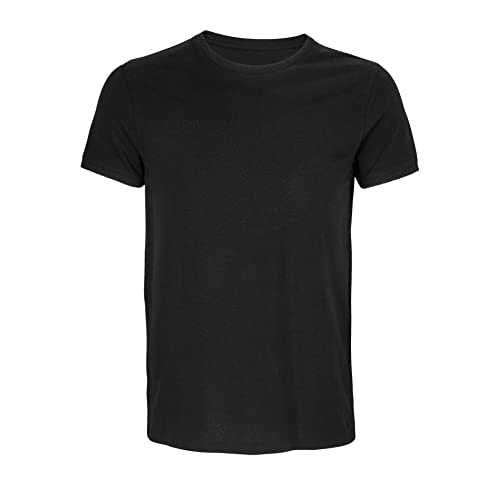 T-shirt coton bio noir col rond XXL premium pour homme