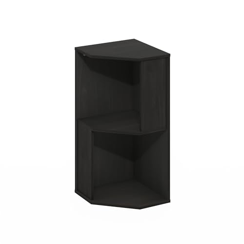 Image of Furinno ECON Corner Shelf, 2-Tier Corner Book Shelf, Standing Storage Shelves, Cube Display Rack, Bookshelf, for Organization and Storage, Living Room, Home Office, Espresso