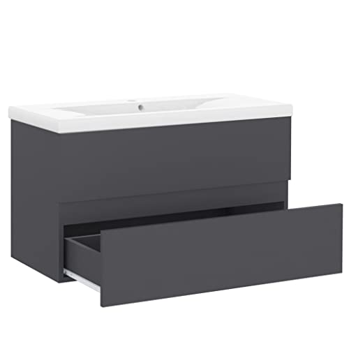 vidaXL-Mueble-con-Lavabo-Armario-Tocado-Fregadero-Aseo-Cuarto-de-Bano-Inodoro-Ducha-Banero-Mobiliario-Robusto-Estable-Aglomerado-Gris