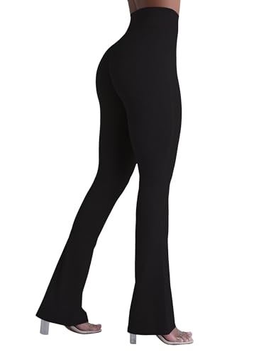 Sunzel No Front Seam Crossover Flare Leggings for Women Hidden Butt Lifting Scrunch Tummy Control Mini Flared Yoga Pants4