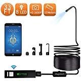 Wireless Endoscope, Magistech 1200P Semi-Rigid WiFi Borescope Upgrade USB Digital Inspection Camera 2.0 MP HD Snake Camera IP68 Waterproof for Android & iOS Smartphone, iPhone, Samsung, Tablet (33FT)