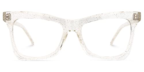Image of Zeelool Stylish TR90 Oversized Butterfly Glasses with Non-prescription Clear Lens for Women Yaritza OT006813-02 Crystal
