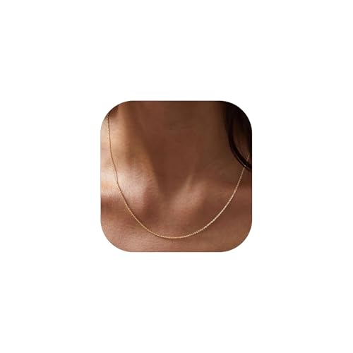 FOCALOOK Cadena Oro 18K Mujer Collar Fino Rolo Acero Inoxidable 316L 1.4mm 45cm Regalo Dia Valentin Pareja