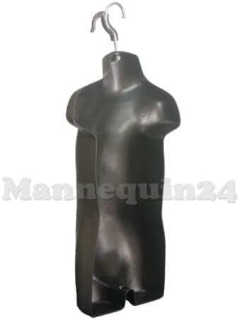 Miniatura 9 de DisplayTown Juego de maniquí negro con espalda hueca para niños y niños pequeños con soporte de metal, poste de metal y ganchos para colgar para