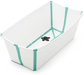 Stokke Flexi Bath, White Water - Składana wanna dla niemowląt - Lekka, trwała i łatwa do przechowywania - Praktyczna do użytku w domu lub w podróży - Dla noworodków i niemowląt
