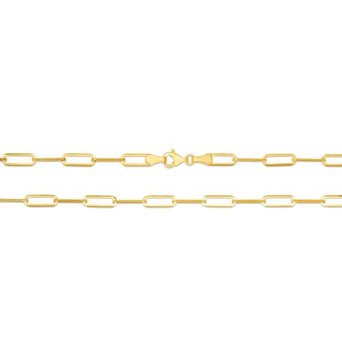 Floreo 10k Yellow Gold Paperclip Solid Link Chain Necklace4