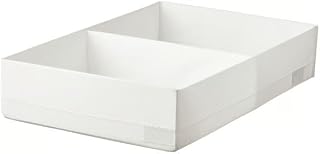 Set of 2 Fabric Storage Box with Compartments – Soft-Sided Organizer for Drawers & Shelves, White - 13.5 x 20 x 4 inches, Polyester, Space-saving