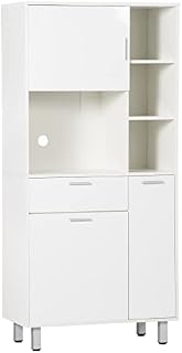 HOMCOM Modern Freestanding Kitchen Cupboard, Storage Cabinet with Shelves and Drawer, 166cm, White