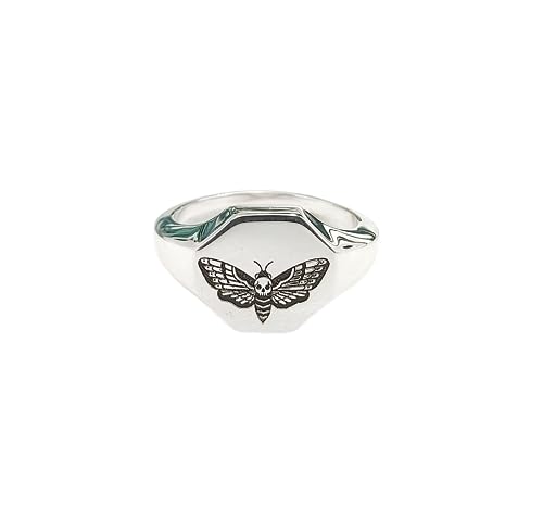 Sterling Silver Death Moth Ring, Death Hawk Moth Ring, Death Moth Head Gold Ring, Death Moth Jewelry