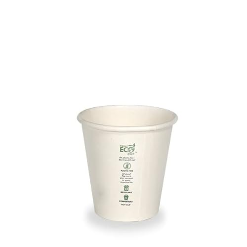 White Enviro Paper Board Coffee Cups - 80mm Top - 80mm - 6oz (180ml) - Packet(50) - Kent Paper