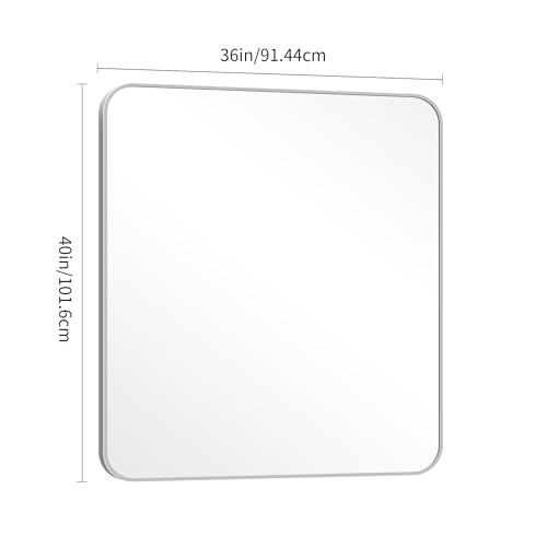 Image of DESBING 40 inch x 36 inchBathroom Mirror, Silver Wall Mirror with Metal Frame, Decorative Rectangular Vanity Mirror for Bedroom Bathroom Living Room Entryway (Horizontal /Vertical)