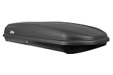 Inter Pack Gran Torino Dachbox 500L Mattschwarz, 202cm Autobox für 75kg Last, aerodynamischer Dachkoffer mit Dreipunktverriegelung für Lange Ski und Koffer