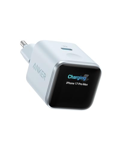 Anker Chargeur USB C à écran Intelligent 45W Nano, Recharge Rapide, Chargeur avec Reconnaissance Intelligente, Mode Care, Compact, pour iPhone séries 17/16/15, iPad, MacBook (Câble Non Inclus)