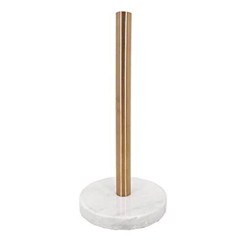 HFANFI Marble Paper Towel Holder, Champagne Bronze, Freestanding, Stainless Steel & Marble, Easy to Assemble & Clean, Sturdy & Stylish