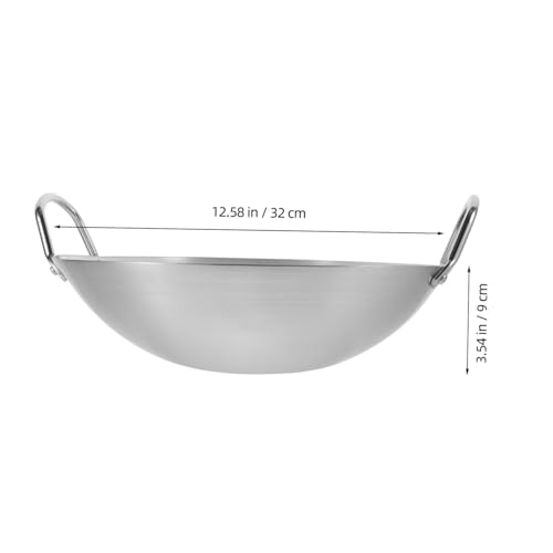 Wok de acero inoxidable PRETYZOOM 32 cm con doble mango miniatura 2