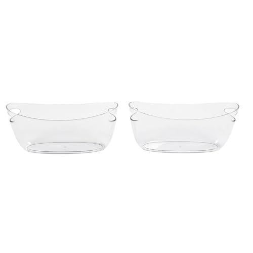 Cubo de hielo transparente para champán, juego de 2 recipientes de PET de 5L con cucharas 3