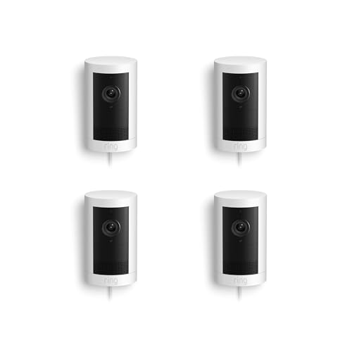 【カメラ4つセット】Ring Outdoor Cam Plus Plug-In (リング アウトドアカム プラス 電源アダプターモデル) | 24時間連続録画対応* のハイエンドモデル | 2K ビデオ 360万画素 高精細 | カメラ視野角対角160° | ナイトビジョン | Ring Home プラン30日間無料体験付き - ホワイト