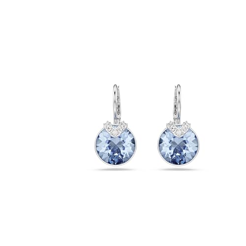 Swarovski Bella V drop earrings, Round cut, Blue, Rhodium finish2