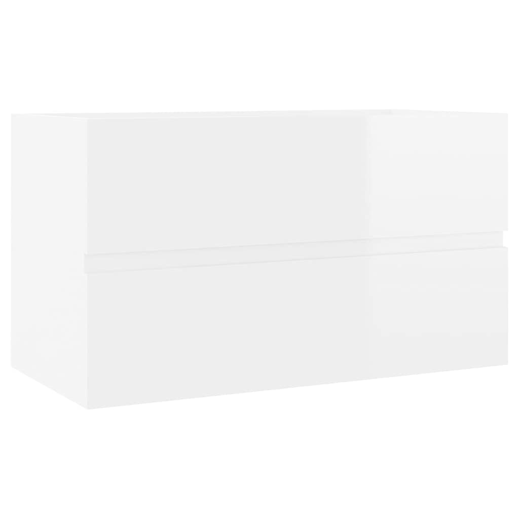 Artículos para el hogar, armario de lavabo con lavabo integrado, madera de ingeniería blanca brillante, muebles de traje