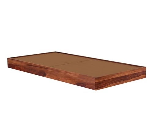 Image of CRAFT D ARTS Sheesham Wood Low Height Single Size Bed Without Storage | Wooden Single Bed | Space Saving Low Floor /Lying /Rise /Level /Profile Cot Bed for Bedroom | Bryan, Honey Finish
