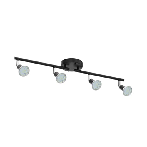 Unicozin LED 4 Light Track Lighting Kit, 24.8'' Black 4 Way Ceiling Spot Lighting, Flexibly Rotatable Head, Track Light Included 4 x LED GU10 Bulb (4W, Daylight White 5000K, 400LM)
