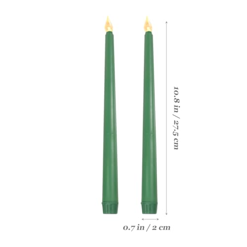 Image of Angoily Flameless Ivory Taper Candles Flickering, Green Real Wax Led Flameless Taper Candles, Battery Operated Led Warm 3D Wick Light Window Real of 6, Christmas Home Wedding Decor