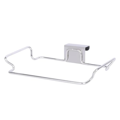 Image of Leadigol Over the Cabinet Garbage Bag Rack, Hanging Garbage Bags Holder Stainless Steel Trash Bag Holder Rack for Kitchen Cabinets Doors and Cupboards(Silver)