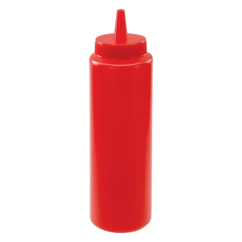 Winco 6-Piece Squeeze Bottle Set, 8-Ounce, Red, Medium