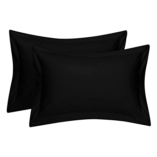 Image of Filymore Solid Black Pillow Covers Set of 2 Covers| Made with Pure Microfiber Soft & Skin Friendly Pillow Cases | Size (17 x 27 inch (Black).