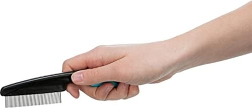 TRIXIE Floh- und Staubkamm - zur Diagnose von Flöhen und Läusen - gummierter Kunststoffgriff - für alle Felltypen - schwarz/blau - 15 cm - 2410