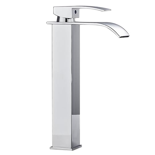 Robinet cascade à bouche plate mitigeur haut chromé avec contrôle fluide monotrou