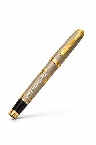 Image of Luxury Personalized Metal Pen | Custom Name Engraved Signature Pen | Smooth Blue Ink | Ideal for IAS, IPS, Police, DM, MLA Officers & Professionals (Gold,)