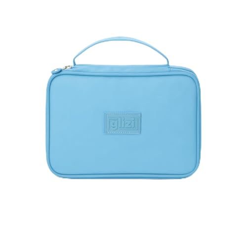 Glizi Estojo Box Escolar para 100 Lápis, com Alça, Necessaire Make, 32 Elásticos (Azul Claro)