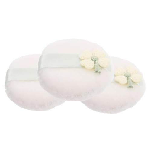 PATKAW ふわふわシャムロックフェイスパウダーパフ3個、大きくて柔らかい丸いメイクアップパフ、洗える再利用可能なパフパッド、ルースパウダーアクセサリー用