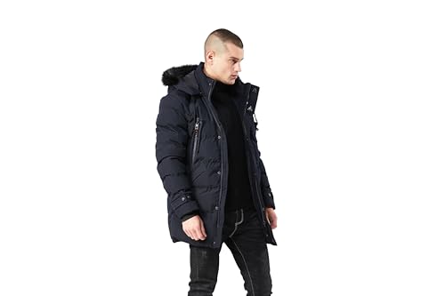 Image of WEEN CHARM Men's Warm Parka Ski Jacket Water Resistant Puffer Jacket Long Winter Coat with Detachable Hood Faux-Fur Trim